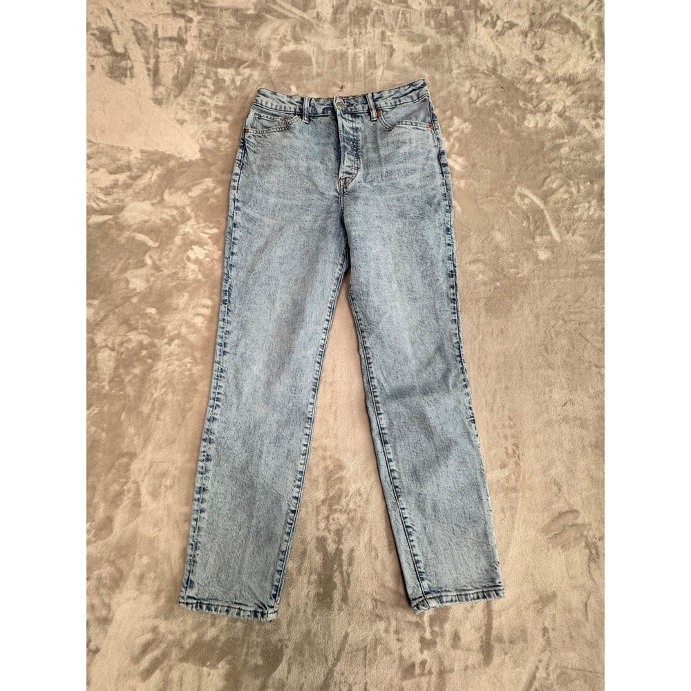 H&M Mom Jeans Ultra High Waist Light Wash Denim Women US 8